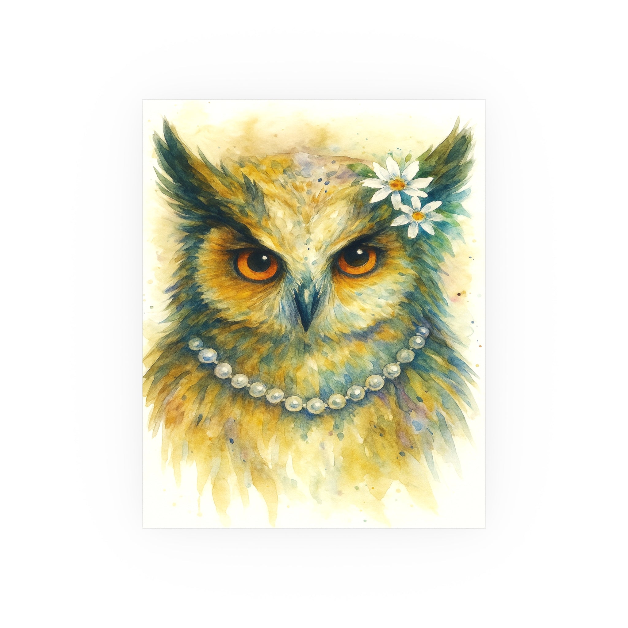 Wildlife Print - Owl with Pearls