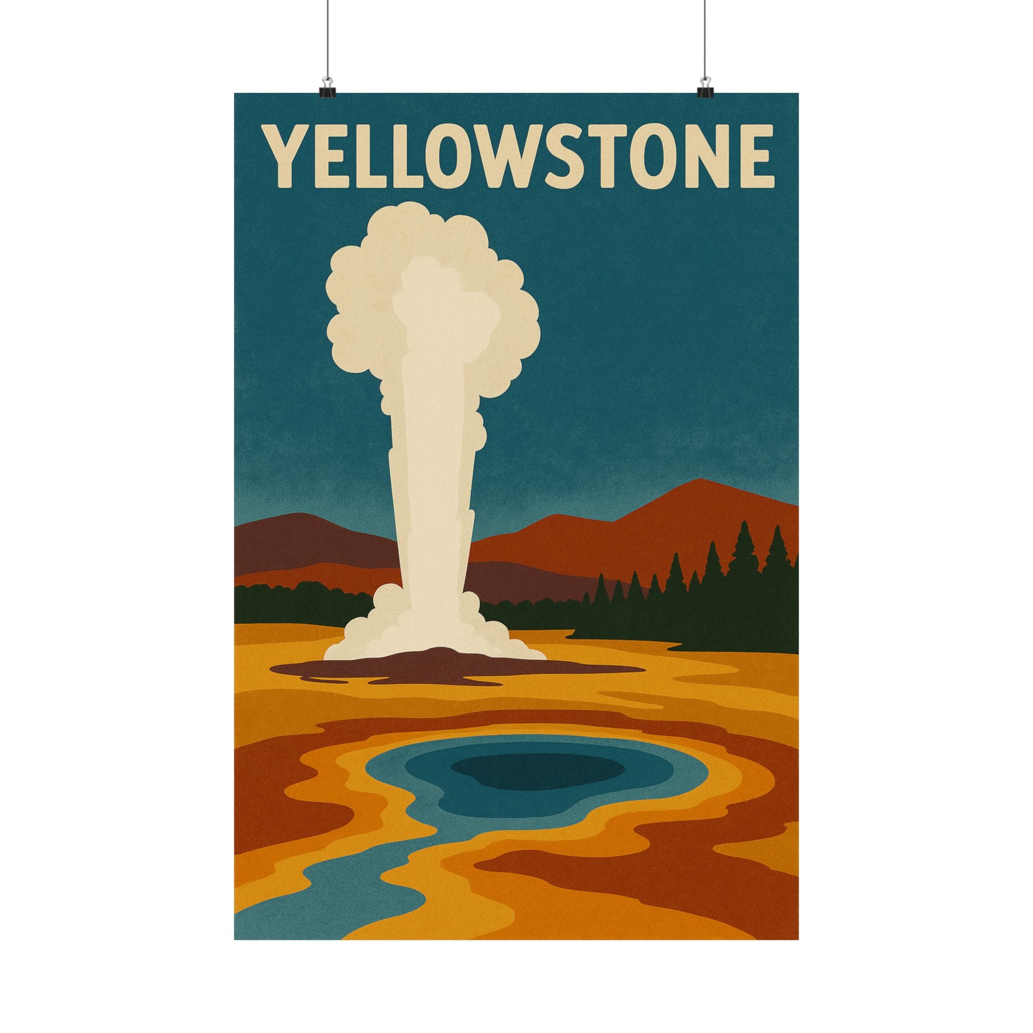 Vertical Print - Yellowstone National Park Prismatic Lake/Old Faithful