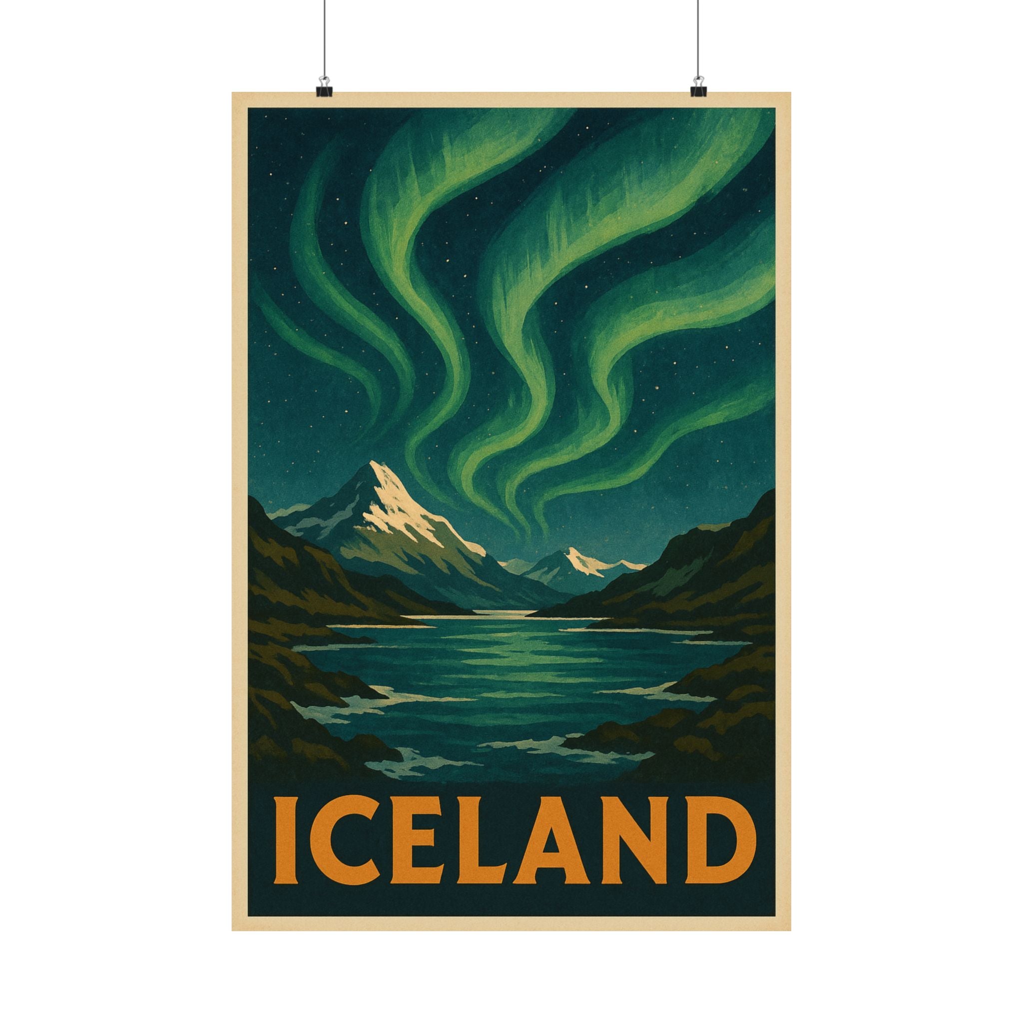 Cityscape Print - Iceland Northern Lights